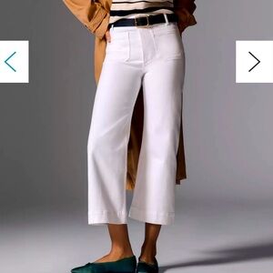 Anthropologie / Maeve Colette Cropped Wide-Leg Jeans (white denim)